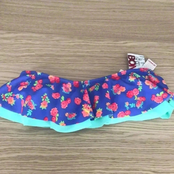 🆕BONGO PURPLE ROSE FLORAL FETE FLOUNCE STRAPLESS  BIKINI TOP S🆕 - Picture 3 of 6